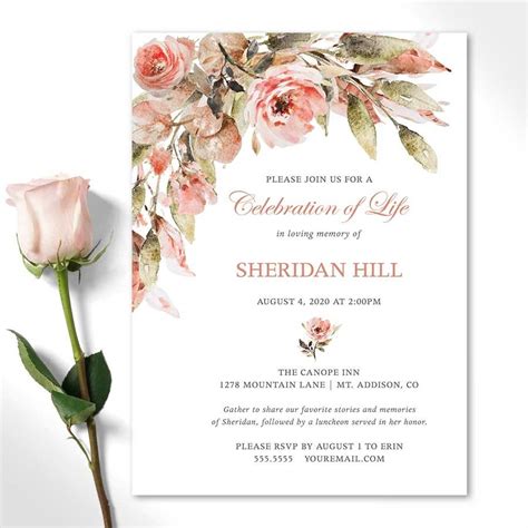 Template Free Printable Celebration Of Life Invitations