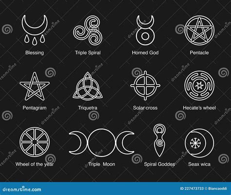 Wiccan And Pagan Symbols Pentagram, Triple Moon, Horned God, Triskelion ...