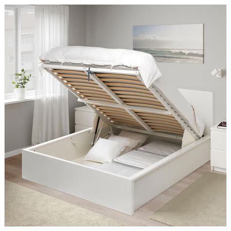 MALM Storage bed, white, Full/Double - IKEA | Bed frame with storage ...