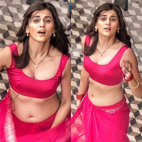 Tapsee pannu in pink saree : r/desinavelsandbellies