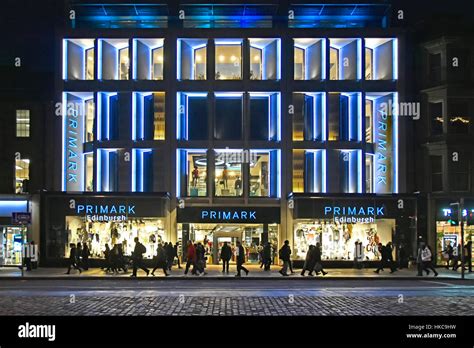 Primark retail shop Edinburgh Scotland uk city at night winter evening ...