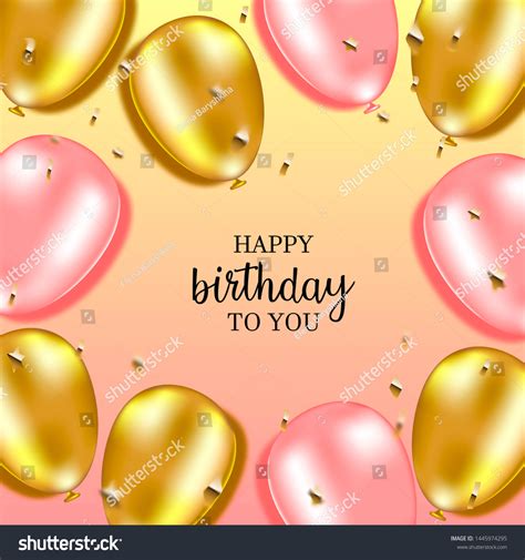 Happy Birthday Background Pink Gold Balloons Stock Illustration ...