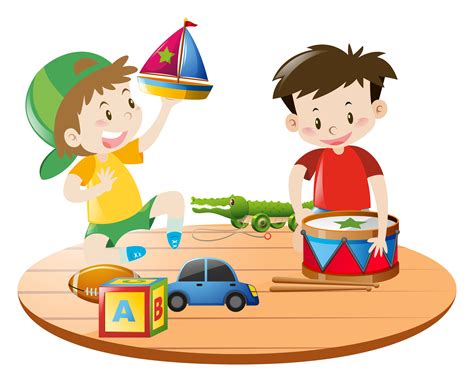 Boys playing with toys 369489 Vector Art at Vecteezy