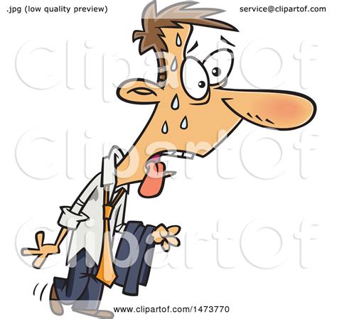 Clipart of a Cartoon Business Man Sweating on a Hot Day - Royalty Free ...