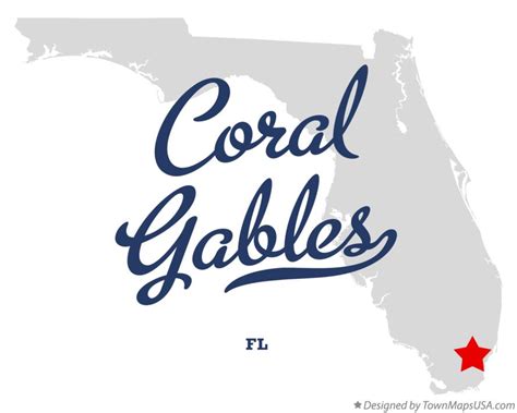 Map of Coral Gables, FL, Florida