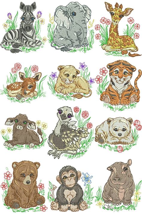 Mom and Baby Zoo Animals | Machine Embroidery Designs By Sew Swell