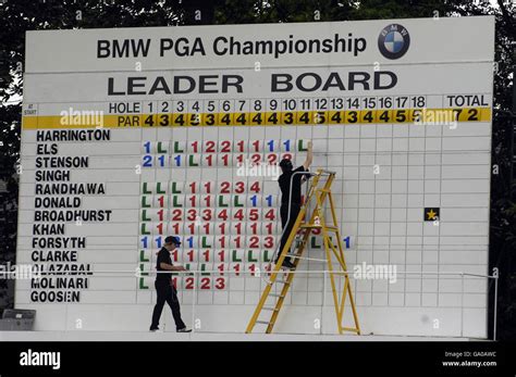 The giant leader scoreboard during the BMW Championship at Wentworth ...