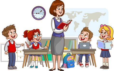 Teacher teaching students in classroom illustration 13939527 Vector Art ...