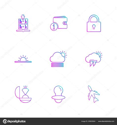 Minimalistic Flat App Icons Isolated White Background Stock Vector ...