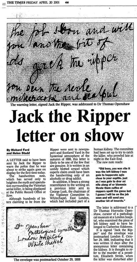 Jack The Ripper Letters Dear Boss