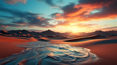 Premium AI Image | Sand dunes on the beach at sunset