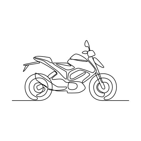 One continuous line drawing of motorcycle as land vehicle with white ...