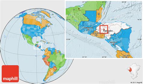 Political Location Map of Siguatepeque, highlighted country