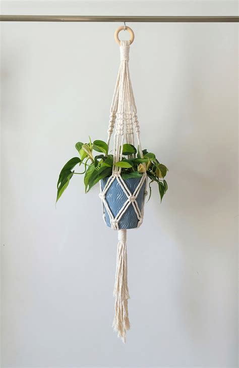 Macrame Plant Hanger with Wooden Ring