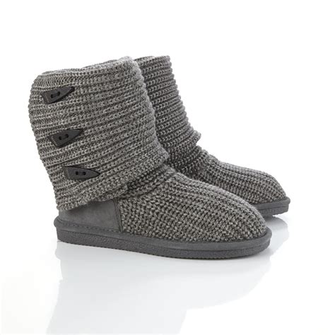 Bearpaw Women's Gray Knit Slipper Boot