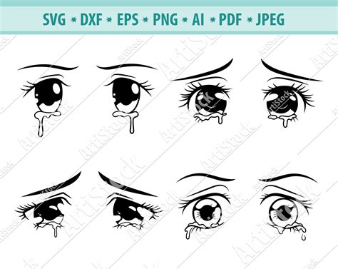 Anime Eyes Svg, Crying Eyes Svg, Eyes Svg File, Eyelashes Svg, Emoji ...