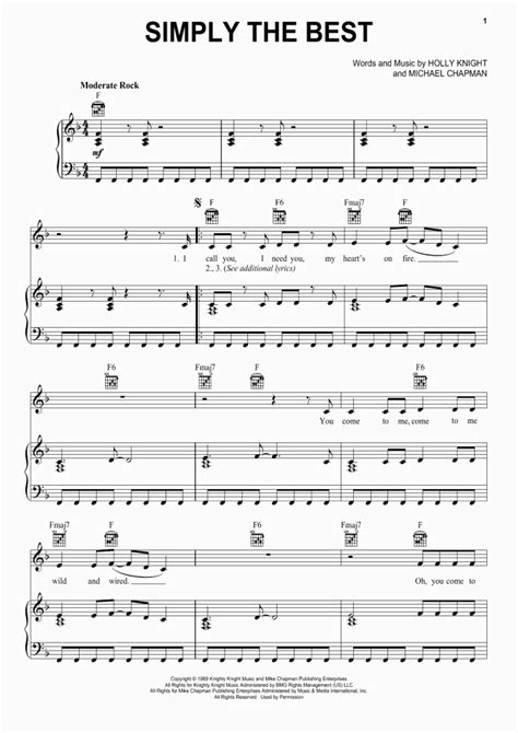 Simply The Best Piano Sheet Music | OnlinePianist