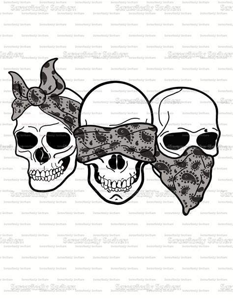 Digital Art Work Skulls Hear No Evil See No Evil Speak - Etsy | Evil ...