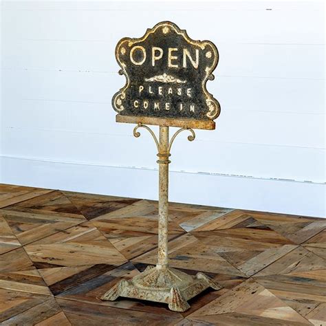 Vintage Inspired Standing Cast Iron Open Closed Sign | Antique Farmhouse