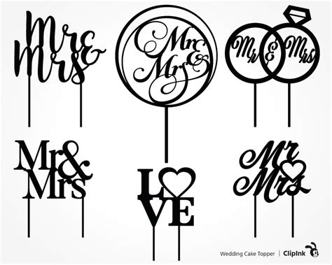 Wedding cake topper svg, Mr&Mrs svg | svg, png, eps, dxf, pdf | ClipInk