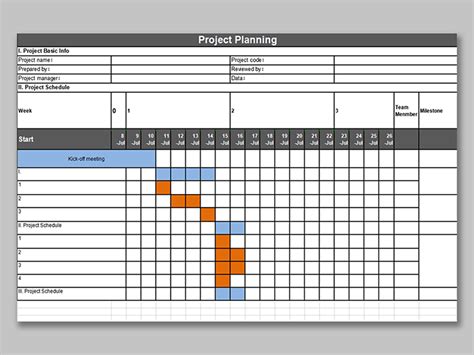 Project Plan Timeline Excel Template