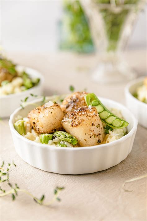 Blackened Scallops with Spring Green Risotto - Elegant and EASY