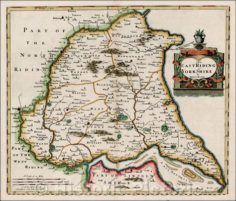 Historic Map - The East Riding of Yorkshire, 1695, Robert Morden - Vin ...