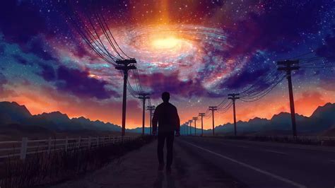 Man Walking Galaxy Live Wallpaper - WallpaperWaifu