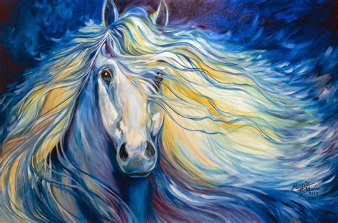 American Art Moves!: STARDUST EQUINE HORSE ART WHITE STALLION LONG MANE ...