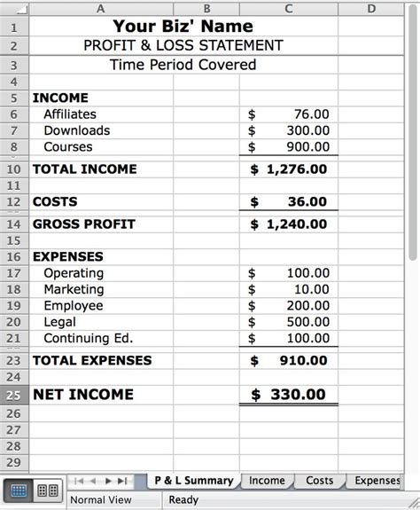 Monthly Income Statement Spreadsheets provided us the probable to input ...