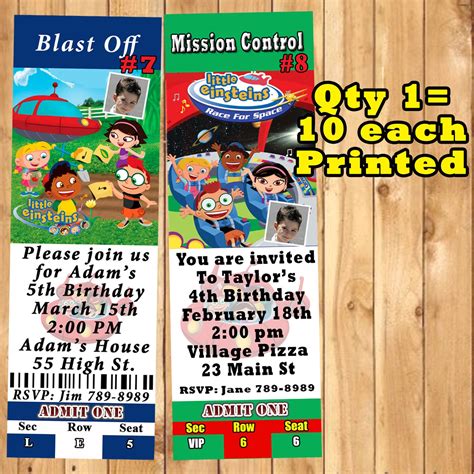 Little Einsteins Birthday Invitations 10 ea Personalized Custom Made