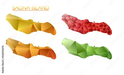 Set of vector polygonal maps of Saona Island. Bright gradient map of ...