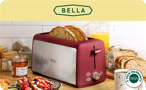 Amazon.com: BELLA 2 Slice Toaster, Long Slot & Removable Crumb Tray - 7 ...