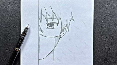 Easy anime drawing | how to draw anime boy half face wearing a mask ...