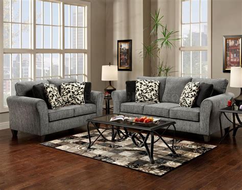 Grey Fabric Modern Sofa & Loveseat Set w/Options