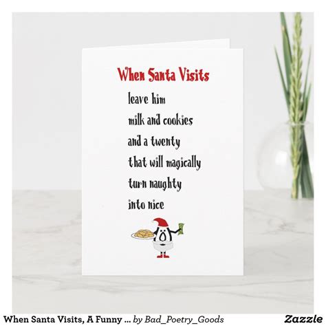 When Santa Visits, A Funny Merry Christmas Poem Card Custom Holiday ...