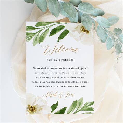 Wedding Welcome Note Template