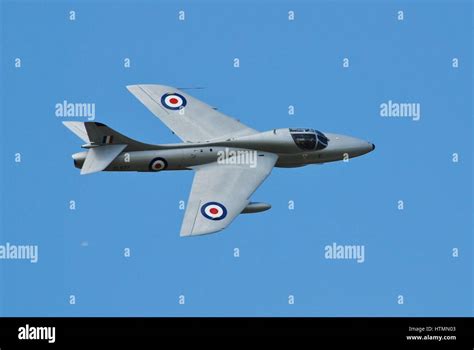 Hawker Hunter jet fighter XL577 displays at the Dunsfold airshow in ...