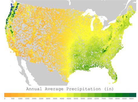 Map of Annual Average Precipitation in the USA