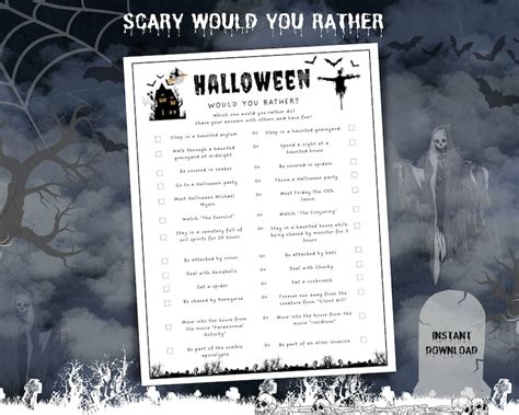 Would You Rather Printable Game Spooky Halloween Party Game - Etsy