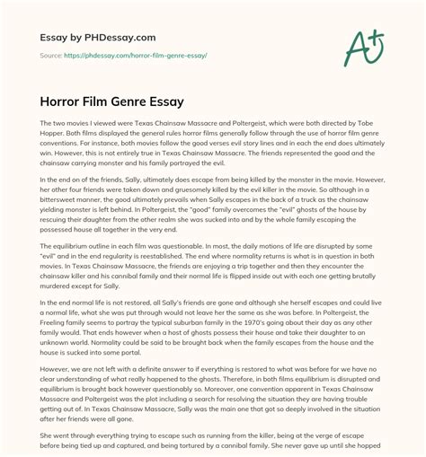 Horror Film Genre Essay - PHDessay.com