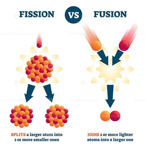 Fission vs fusion vector illustration - VectorMine