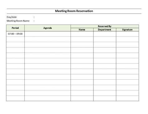 Meeting Room Reservation Template