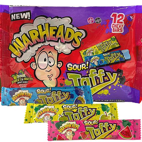 Buy Warheads Sour Taffy Chewy Candies, Individually Wrapped Fruit ...