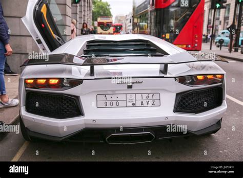 A Lamborghini with a Kingdom of Saudi Arabia's number plate parked ...