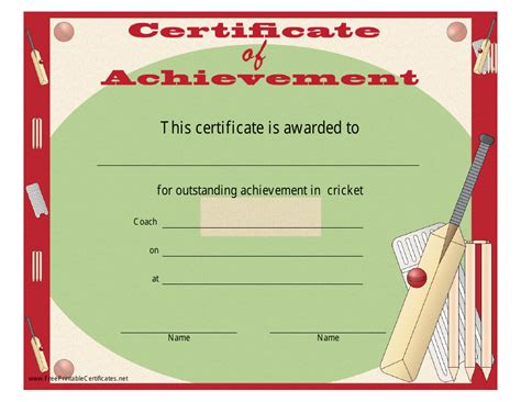 Cricket Certificate of Achievement Template Download Printable PDF ...