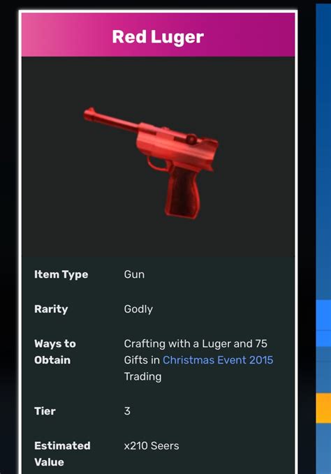 ROBLOX MURDER MYSTERY MM2 Red Luger Godly Gun Fast, 46% OFF