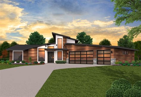 Rock Star House Plan | One Story Exciting Modern MCM Home Design - X-20