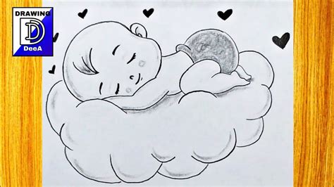 How to draw a cute baby on cloud/ How to draw easy with pencil videos ...