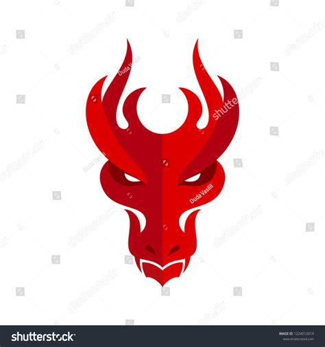 Red Dragon Head Icon Filled Flat Stock Vector (Royalty Free) 1224012019 ...